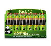 Salsa de ostras Panda Lee Kum Kee Sin Gluten, salsa Panda Oyster Sauce, sabor umami, Ideal para carnes, verduras y salteados, Libre de Gluten, Contiene 12 botellas de 510 g