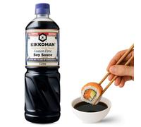 Salsa de Soja sin Gluten, Salsa para Sushi, Soja Japonesa, ingredientes son 100% naturales sin aditivos ni conservantes, Para verduras, sopas, guisos, hacer salsas o aliñar las ensaladas, 1000 ml