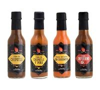 Salsa Extra Picante R.I.P Pack 4-4 Salsas de 125ml - Chipotle-Piña, Chipotle, Salsa del Infierno, Veneno del Bueno con Chirimoya