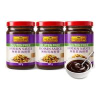 Salsa Hoisin sin Gluten, salsa Lee Kum Kee, Sabor Dulce y especiado, con notas de soya y ajo, Sin Gluten, Vegana, Para Salteados estilo asiático, dim sum, rollitos primavera, Contiene 3 bote de 397 g