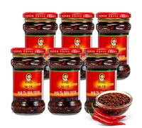 Salsa Picante de Chile Crujiente, aceite picante, textura crujiente, aroma intenso y equilibrio entre picante y sabor tostado, Apto para noodles ramen arroz dumplings, 6 unidades de 275 g