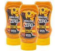 Salsa Rabeko Zero - Estilo Andaluz, 3 x 350 ml sin azúcar y baja en grasas - productos saludables, bajos en carbohidratos y calorías para ensaladas, patatas fritas, hamburguesas