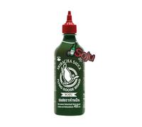 Salsa Sriracha con toque de soju sin alcohol 455 ml, picante suave y aromático, ideal para ramen, noodles, marinados y dips, botella dosificadora