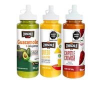 Salsas Mexicanas Cremosas 265g | Guacamole Jalapeño, Queso Jalapeño y Chipotle | Salsas para Tacos, Nachos y Comida Mexicana | Pack Variado Sabores Auténticos