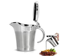 Salsera aislada de acero inoxidable con tapa antigoteo, jarra con doble aislamiento de 500 ml y mango ergonómico, para salsa fría caliente, leche, natillas y nata 500ml