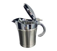 Salsera aislada de acero inoxidable de 5.2 pulgadas, cuenco de salsa cubierto de metal, jarra de crema de doble capa con tapa, jugo, salsa, dispensador de aceite para cocina, restaurante, mesa de