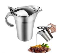 Salsera de 750 ml con tapa, jarra de acero inoxidable, jarra de doble aislamiento, ideal para salsa caliente y fría, leche, natillas y servidor de crema, mantiene la comida caliente o fría