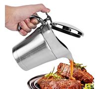 Salsera de acero inoxidable térmica de doble pared con tapa, ideal para salsa, natillas o crema, capacidad 500 ml, salsera APS Thermo con tapa abatible de una sola mano jarra de mesa acero