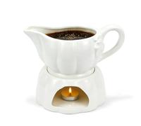 Salsera de porcelana blanca de calabaza con asa, para decoración de Navidad y otoño, adecuada para salsa, aderezo para ensalada, crema, leche o caramelo