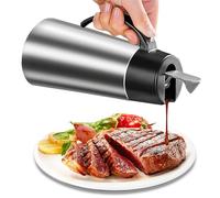 Salsera térmica de acero inoxidable, 750 ml, jarra para salsas con tapa automática, dispensador de aceite, acero inoxidable, cuenco para salsas, jarra de salsa plateada, olla térmica, vaso para salsa