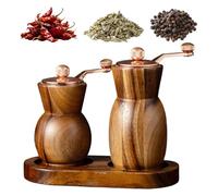 Salt And Pepper Shakers,9x5.6cm Adjustable Coarseness Wooden Mill | Versatile Manual Salt Pepper Grinders,for Seasoning Bean Chili Cumin Countertop Pantry Apartment Restaurant Camping