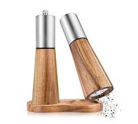 Salt and pepper shakers Molinillo de pimienta Juego molinillo sal y manual con base acero inoxidable ajustable Adecuado for cocina BBQ Picnic(2pcs Sets With Base)
