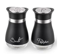 Salt and Pepper Shakers, Stainless Steel and glass Bottle, Set of 2, Black