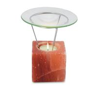 Salt Dreams - de Sal del Himalaya Cristal Lámpara Aromática Petite Cubo, Incluye Cuenco (Cristal y Metal