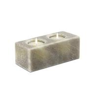 Salt Dreams de Sal del Himalaya Cristal portavelas Twin Cube, Grey Line, Cristales de Sal, Gris, 15 x 6 x 5,5 cm