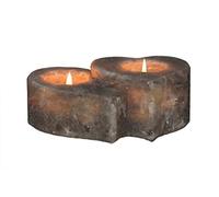 Salt Dreams de Sal del Himalaya Cristal portavelas Twin Heart, Grey Line, Cristales de Sal, Gris, 15 x 12 x 6 cm