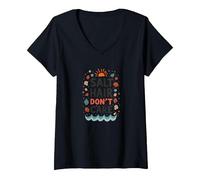 Salt Hair Don't Care Beach Vibes Diversión de Verano Camiseta Cuello V, Mujer, Negro, XXL