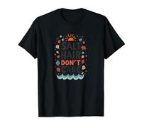 Salt Hair Don't Care Beach Vibes Diversión de Verano Camiseta, Hombre, Negro, 6XL