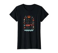 Salt Hair Don't Care Beach Vibes Diversión de Verano Camiseta, Mujer, Negro, 3XL
