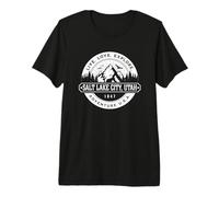 Salt Lake City Utah USA Diseño de Aventura Estilo Vintage Camiseta Premium