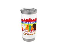 Salt Lake Pride Rainbow Gay Pride Flag Funny LGBT Vaso térmico de acero inoxidable de doble pared