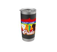 Salt Lake Pride Rainbow Gay Pride Flag Funny LGBT Vaso térmico de acero inoxidable de doble pared