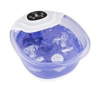 Salt-N-Soak - Bañera de pies con potenciador de calor y kit de iniciación de sal, 4 rodillos de masaje relajantes, controles táctiles, protección contra salpicaduras, burbujas, masaje vibración,