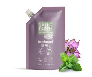 Salt of the Earth - Recarga de Desodorante Natural en Spray, Bolsa para 3 Usos - Salvia Esclarea y Menta - Vegano, Protección Duradera, Certificado Leaping Bunny, Fabricado en el Reino Unido - 300ml