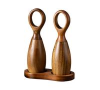 Salt & Pepper Grinder Set - Wooden Adjustable Ceramic, 2 Pack