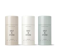 SALT & STONE Desodorante sin aluminio | Protección extra fuerte de 48 horas para mujeres y hombres | Fabricado con extractos de algas marinas, niacinamida y prebióticos (juego de trío)