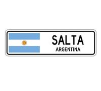 Salta, letrero de calle de Argentina, bandera argentina, ciudad, campo, carretera, pared, regalo, señal de calle, 4 x 16 pulgadas