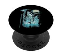 Saltando Gran Tiburón Blanco Pez Océano PopSockets PopGrip Adhesivo
