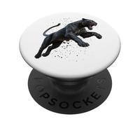 Saltando Negro y Poderoso Pantera Graceful Cat Imagen PopSockets PopGrip Adhesivo