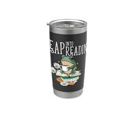 Saltar a la lectura Lindo Rana Bookworm Love To Read Vaso térmico de acero inoxidable de doble pared