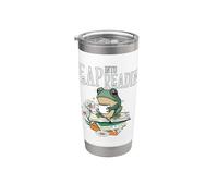 Saltar a la lectura Lindo Rana Bookworm Love To Read Vaso térmico de acero inoxidable de doble pared