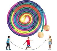 Saltar cuerda grupos, cuerda de salto larga, cuerda de saltar con mango de madera, cuerda de salto deportiva ajustable (C)