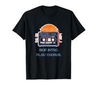 Saltar Introducción Jugar Coro Divertido Amante De La Música Pop Casete Retro Camiseta