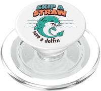 Saltar una Pajita Salva a los Delfines Día de la Tierra Proteger los océanos PopSockets PopGrip para MagSafe