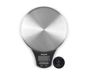 Salter 1035 SSBKDR Báscula electrónica de cocina- acero inoxidable, precisión de las lecturas hasta 5 kg, mide líquidos, con función "añadir y pesar", equipado con una pantalla fácil de leer, negro