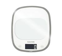 Salter 1050 WHDR Báscula Digital De Cocina Cristal Curvo, Pantalla LCD Retroiluminada, Función Aquatronic, Peso Máx 5 kg, Mide Líquidos y Alimentos, Acabado De Espejo, Diseño Elegante, Añadir y Pesar