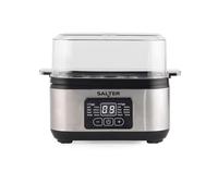 Salter 3 en 1 Digital Egg Cooker - Electric Omelette Maker, Huevos escaldados o en vinagre, 6 capacidad de huevo, pantalla digital LED, compacto, incluye taza de medición, rack de huevo, y tazón de