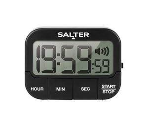 Salter 355 BKXCDU Temporizador Precisa De Cocina Digital, Magnético, Botón De Inicio/Pausa Grande, Con Alarma, 3 Niveles De Volumen Ajustables, Cuenta Progresiva Y Regresiva Hasta 20 Horas, Negro