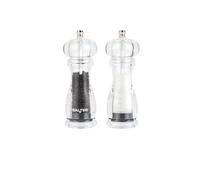 Salter 7606 CLXR Molinos contemporáneos de sal y pimienta, molinillos para condimentos de cocina, molienda ajustable de gruesa a fina, acrílico claro