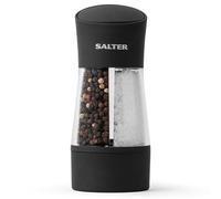 Salter 7612 BKXRAUP Molinillo De Sal Y Pimienta, 2 En 1, Salero Y Pimentero Con Un Diseño Compacto, Dispensador Ajustable Con Un Mecanismo Cerámica Para Moler De Fino A Grueso, Gira Para Moler, Negro