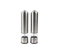 Salter 7722 SSTUR Molinillos De Sal Y Pimienta Eléctrica, Fabricado En Acero Inoxidable, Dispensador De Condimentos, Fácil De Usar, Salero Y Pimentero Con Luz, Un Botón Para Moler Incluido