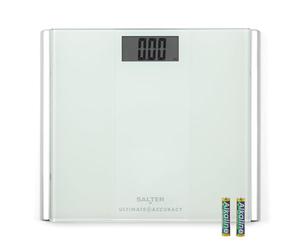 Salter 9009 WH3R Escala de baño de precisión máxima: Básculas de pesaje digitales, incrementos de 50 g, lecturas instantáneas paso a paso, pies de alfombra, 180 kg, baterías incluidas