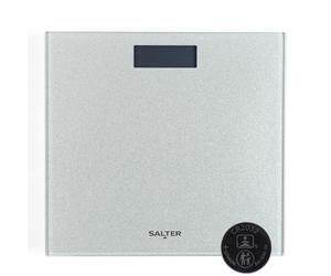 Salter 9037 SVGL3R Báscula Digital De Baño Con Purpurina Plateada, Plataforma Fina De Vidrio Templado Balanza Con Pantalla LCD Grande Y Fácil De Leer, Máx. 180 kg/28 st 8 lb