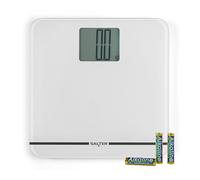 Salter 9075 WH3R Báscula de baño Premium Max electrónica, con peso máxima de 250 kg, báscula digitales con pantalla LCD de gran tamaño, patas de alfombra, pilas incluidas, vidrio templado, blanco