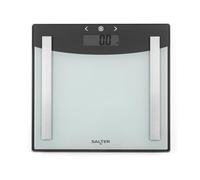 Salter 9137 SVWH3R Báscula Analizadora De Baño Vidrio Con Peso Máx. 180 kg, Medir Grasa/Agua Corporal, IMC, Modo Atleta, Memoria Para 8 Usuarios Integrada, Pilas Incluidas, Versátil, Plateada