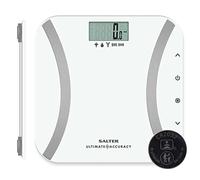 Salter 9173 WH3R Báscula analizadora de máxima precisión, mide grasa y agua corporal, masa muscular, IMC y TMB, incrementos de 50 g, memoria para 12 usuarios, modo atleta/niño, máx.180 kg, blanca